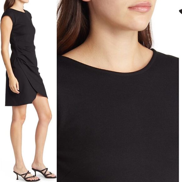 Fraiche By J Tulip Hemp Ponte Sheath Dress Black Size S - Picture 2 of 11